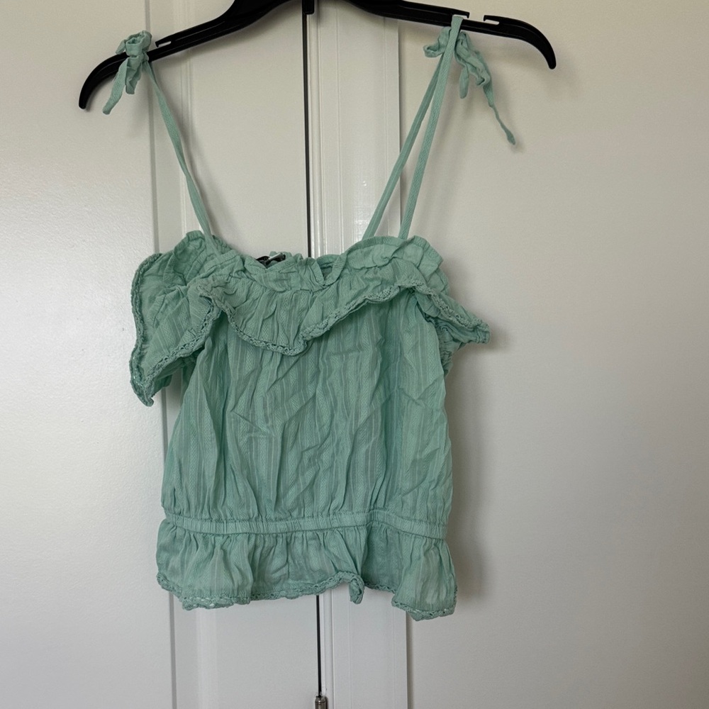 True Craft Light Green Ruffle Camisole